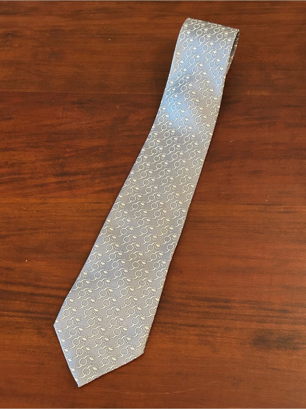 100% Authentic Hermes Silk Tie With Geometric Chain Pattern